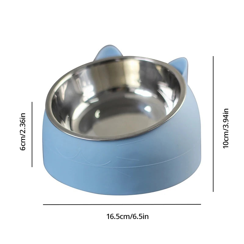Inclined Stainless Steel Pet Bowl – Anti-Spill, Easy-Eat Feeder for Cats & Dogs