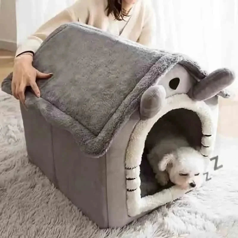 Indoor Soft Pet Tent Bed – Warm Dog & Cat House with Washable Cushion