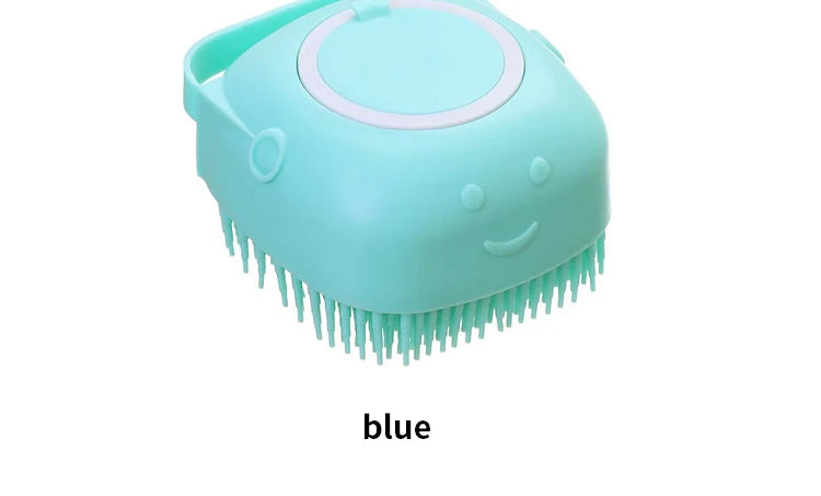 Silicone Pet Bath Massage Brush with Shampoo Dispenser – For Dogs & Cats