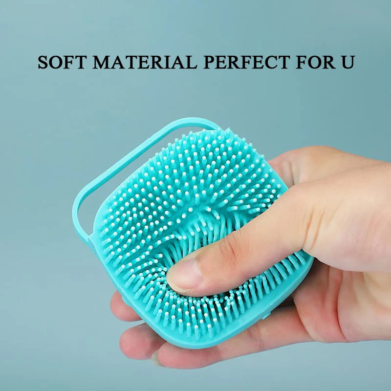 Silicone Pet Bath Massage Brush with Shampoo Dispenser – For Dogs & Cats