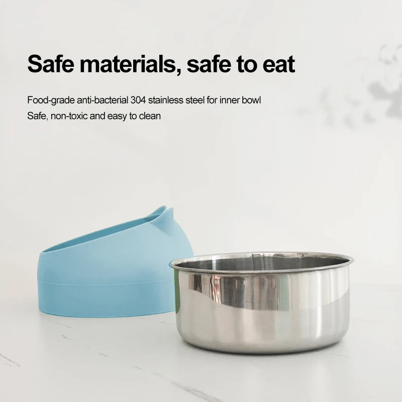 Inclined Stainless Steel Pet Bowl – Anti-Spill, Easy-Eat Feeder for Cats & Dogs