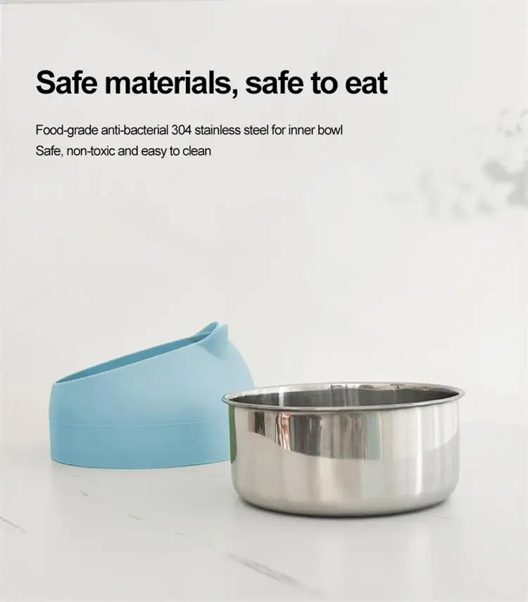 Inclined Stainless Steel Pet Bowl – Anti-Spill, Easy-Eat Feeder for Cats & Dogs