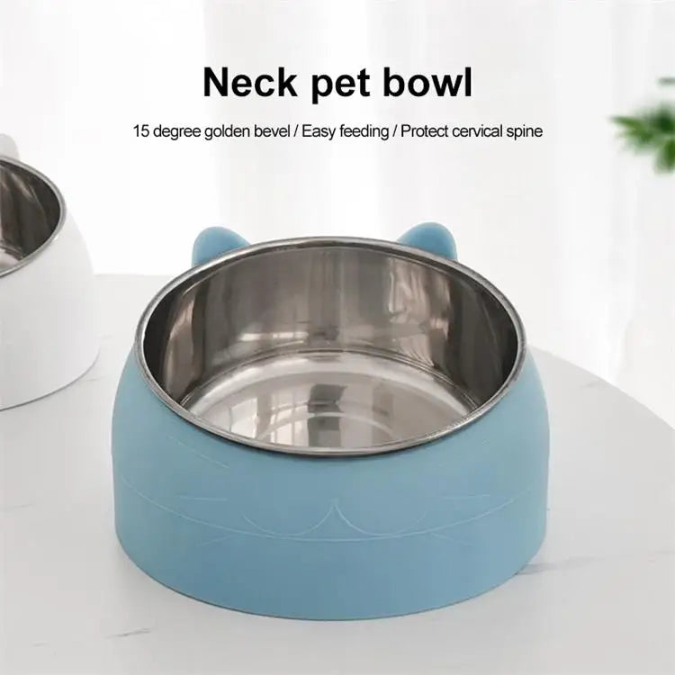 Inclined Stainless Steel Pet Bowl – Anti-Spill, Easy-Eat Feeder for Cats & Dogs