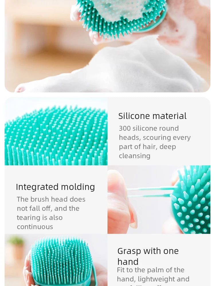 Silicone Pet Bath Massage Brush with Shampoo Dispenser – For Dogs & Cats