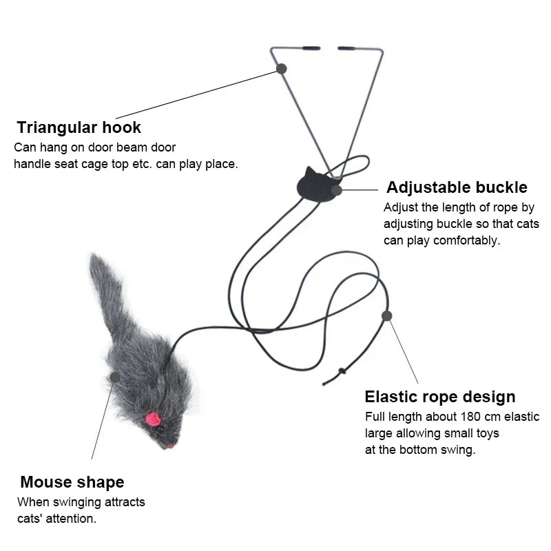 Hanging Retractable Mouse Toy for Cats – Door Frame Interactive Play