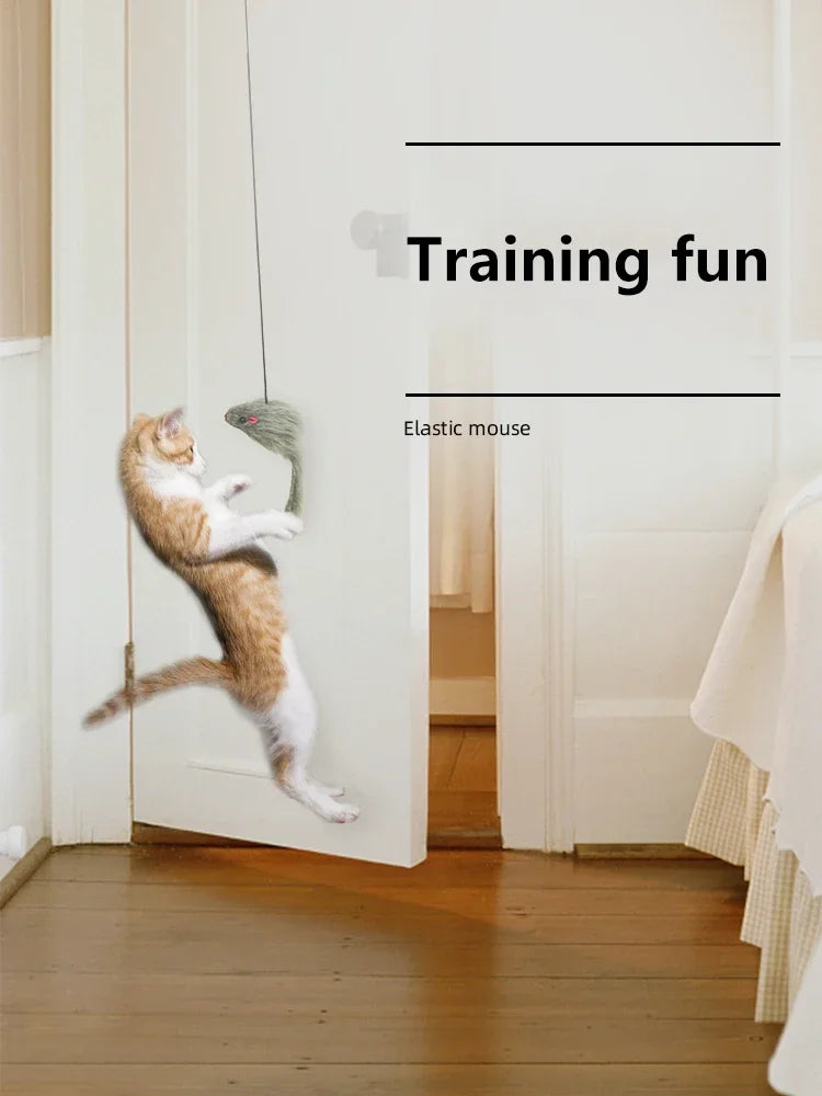 Hanging Retractable Mouse Toy for Cats – Door Frame Interactive Play