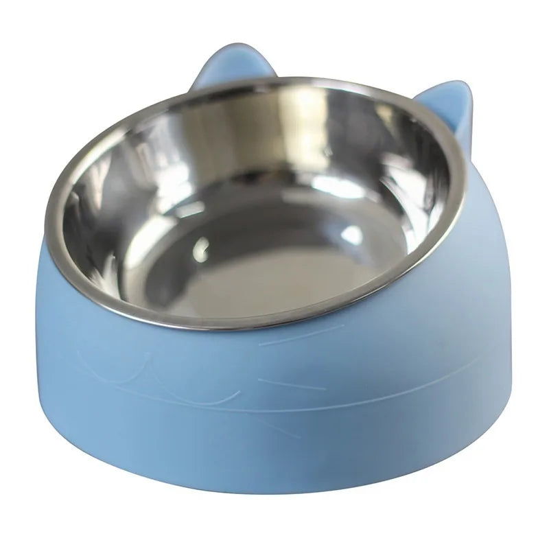Inclined Stainless Steel Pet Bowl – Anti-Spill, Easy-Eat Feeder for Cats & Dogs