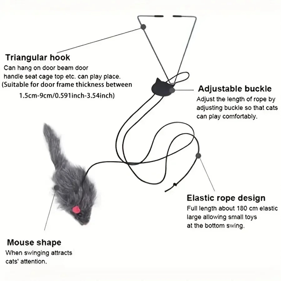 Hanging Retractable Mouse Toy for Cats – Door Frame Interactive Play