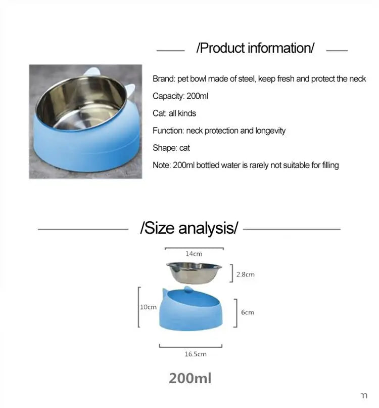 Inclined Stainless Steel Pet Bowl – Anti-Spill, Easy-Eat Feeder for Cats & Dogs