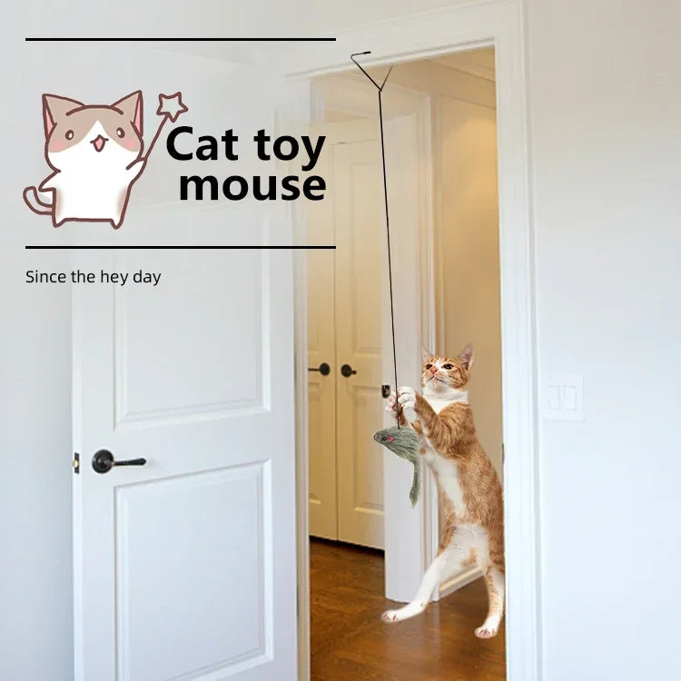 Hanging Retractable Mouse Toy for Cats – Door Frame Interactive Play