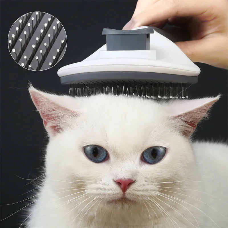 Self-Cleaning Pet Hair Removal Brush – Stainless Steel Grooming Comb for Dogs & Cats