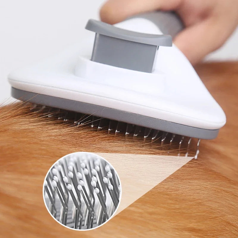 Self-Cleaning Pet Hair Removal Brush – Stainless Steel Grooming Comb for Dogs & Cats