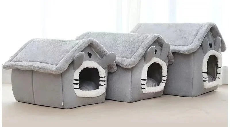 Indoor Soft Pet Tent Bed – Warm Dog & Cat House with Washable Cushion