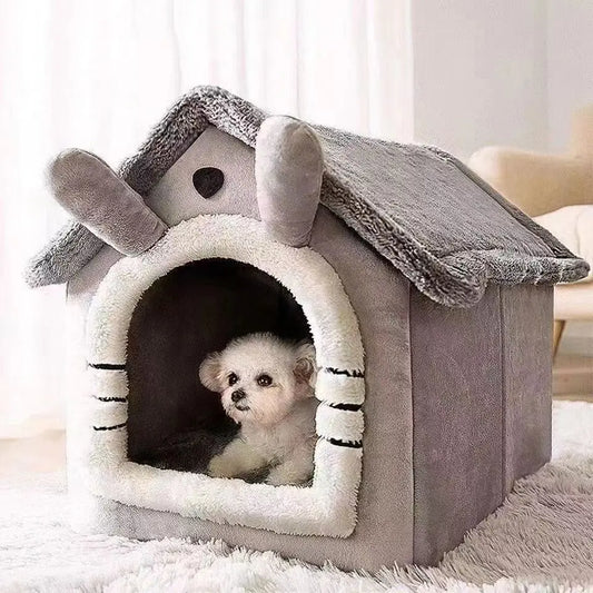 Indoor Soft Pet Tent Bed – Warm Dog & Cat House with Washable Cushion