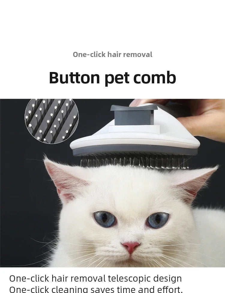 Self-Cleaning Pet Hair Removal Brush – Stainless Steel Grooming Comb for Dogs & Cats