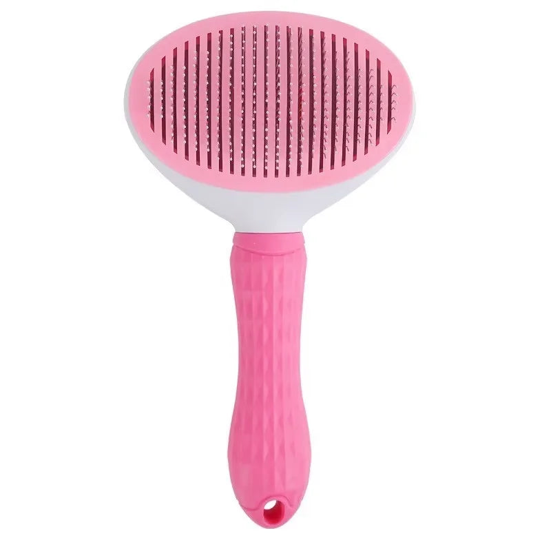 Self-Cleaning Pet Hair Removal Brush – Stainless Steel Grooming Comb for Dogs & Cats