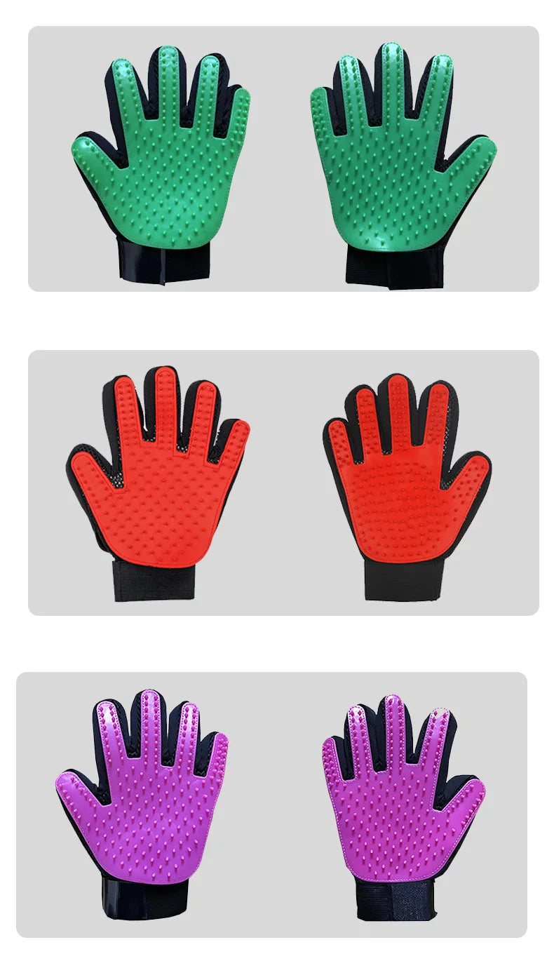 Pet Grooming Glove – Cat & Dog Hair Remover, Massager & Deshedding Brush