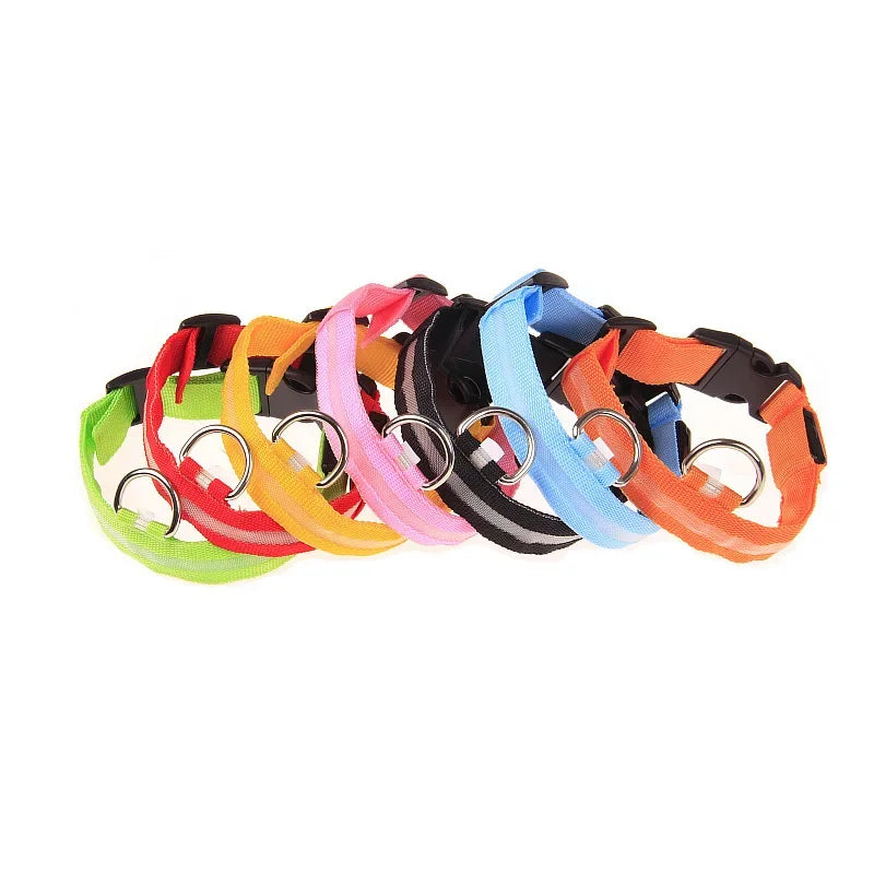 LED Glow-in-the-Dark Dog Collar – Night Safety Flashing Nylon Collar