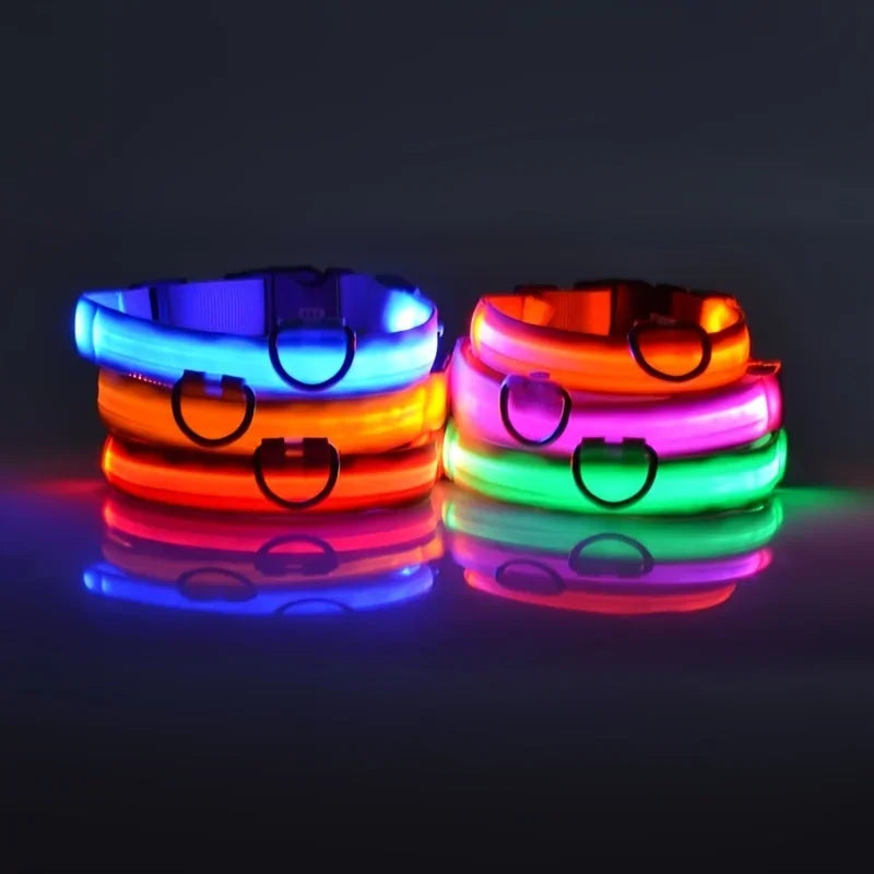 LED Glow-in-the-Dark Dog Collar – Night Safety Flashing Nylon Collar