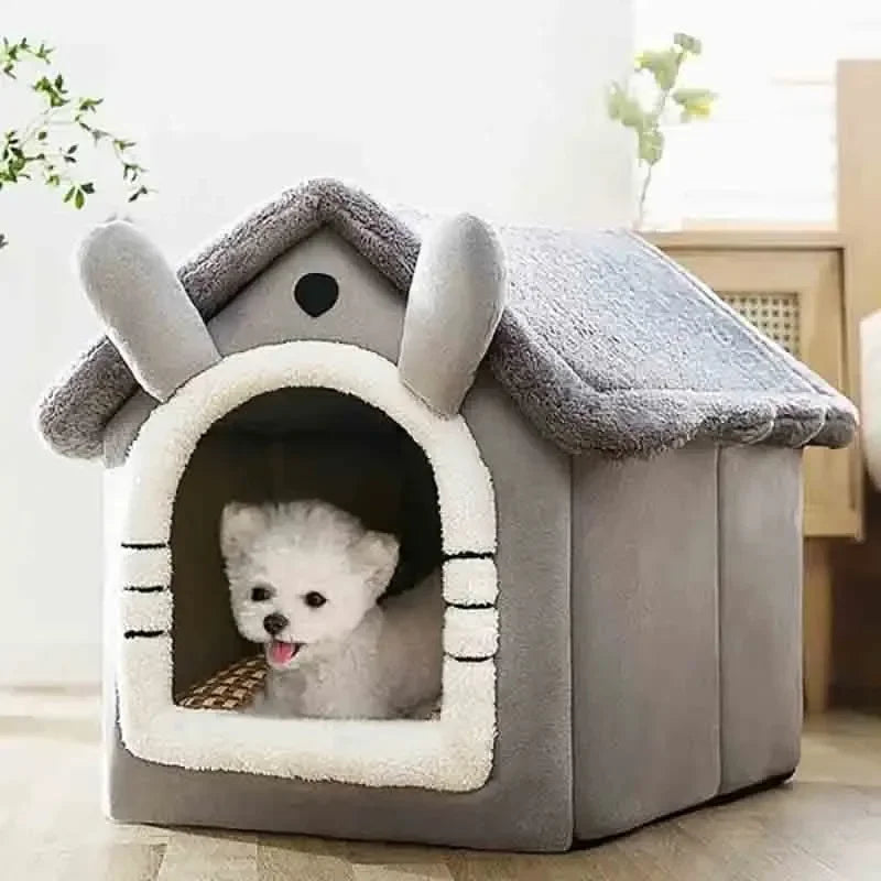 Indoor Soft Pet Tent Bed – Warm Dog & Cat House with Washable Cushion