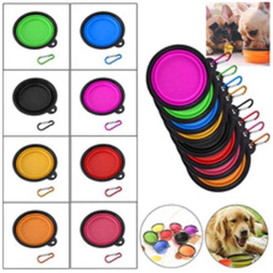 Collapsible Silicone Pet Bowl – Portable Food & Water Dish with Carabiner