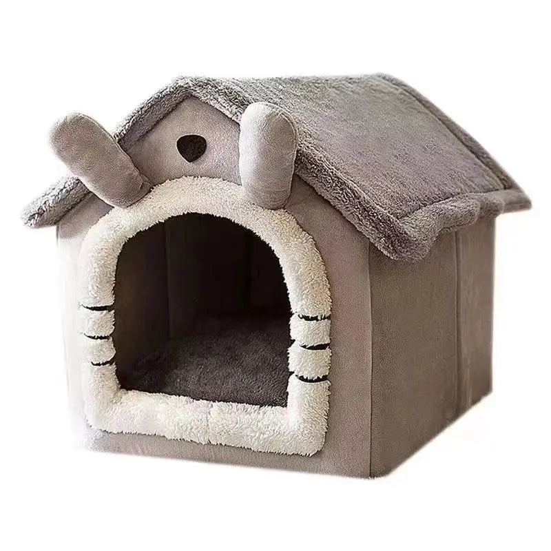 Indoor Soft Pet Tent Bed – Warm Dog & Cat House with Washable Cushion