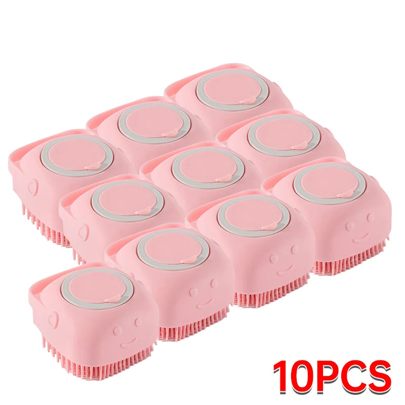 Silicone Pet Bathing Brush – Soft Grooming Scrubber with Shampoo Dispenser