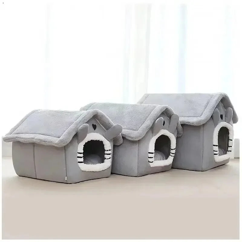 Indoor Soft Pet Tent Bed – Warm Dog & Cat House with Washable Cushion