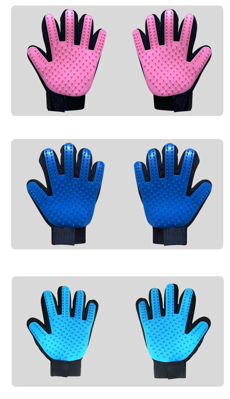 Pet Grooming Glove – Cat & Dog Hair Remover, Massager & Deshedding Brush