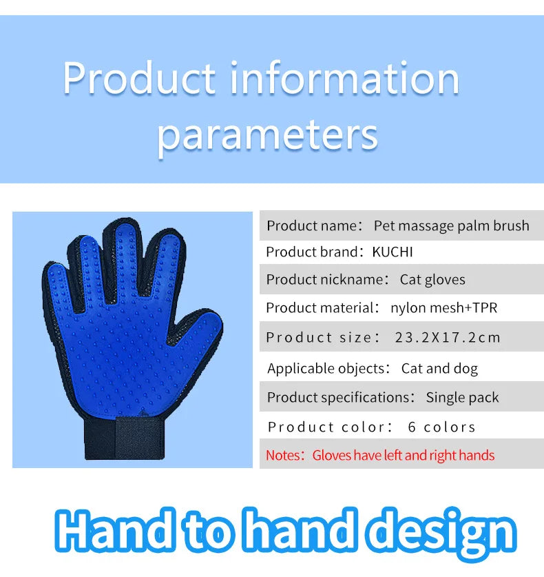 Pet Grooming Glove – Cat & Dog Hair Remover, Massager & Deshedding Brush