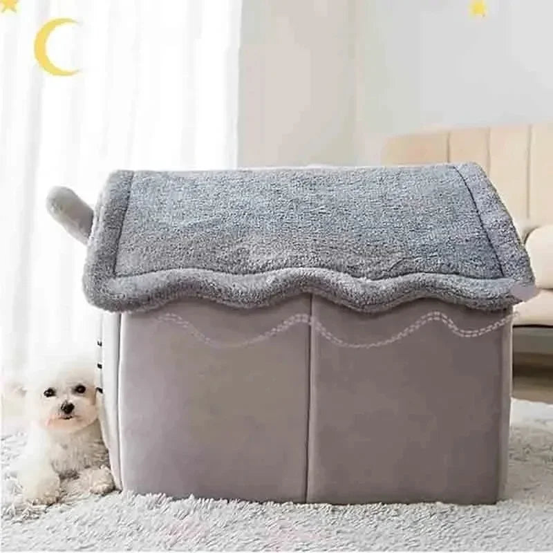 Indoor Soft Pet Tent Bed – Warm Dog & Cat House with Washable Cushion