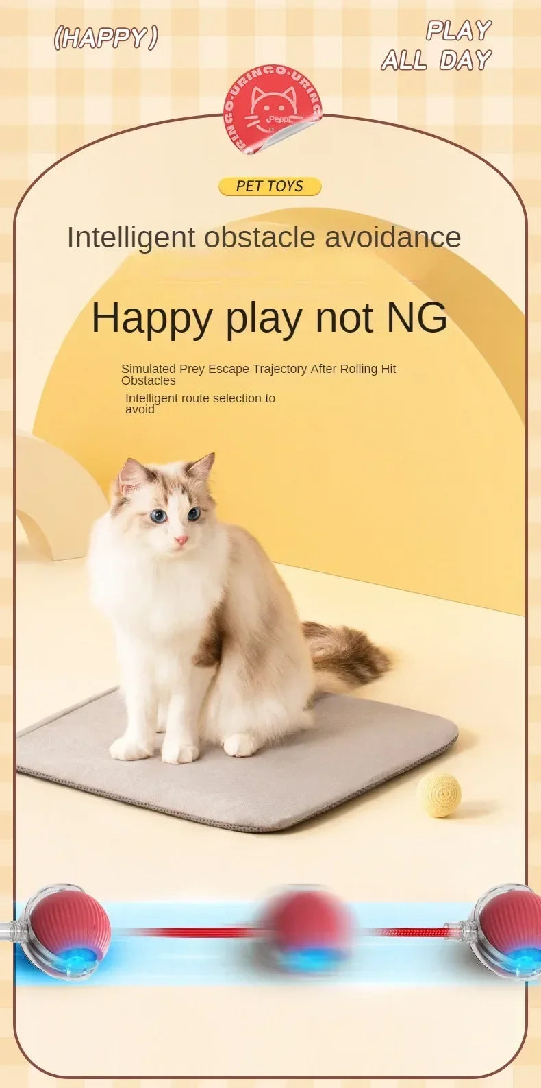 Interactive Cat Toy Ball – Automatic Smart Rolling Ball for Indoor Cats