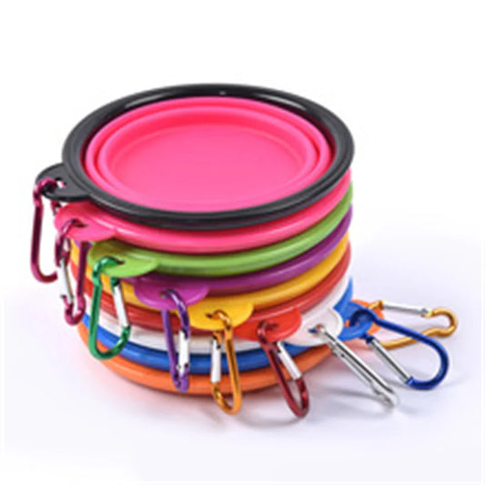 Collapsible Silicone Pet Bowl – Portable Food & Water Dish with Carabiner