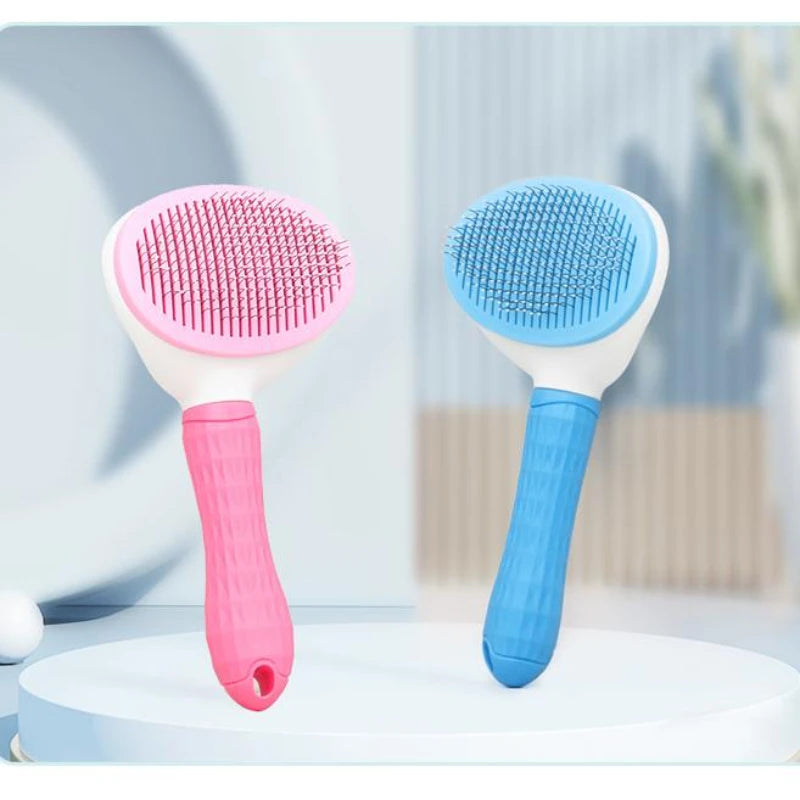 Self-Cleaning Pet Hair Removal Brush – Stainless Steel Grooming Comb for Dogs & Cats