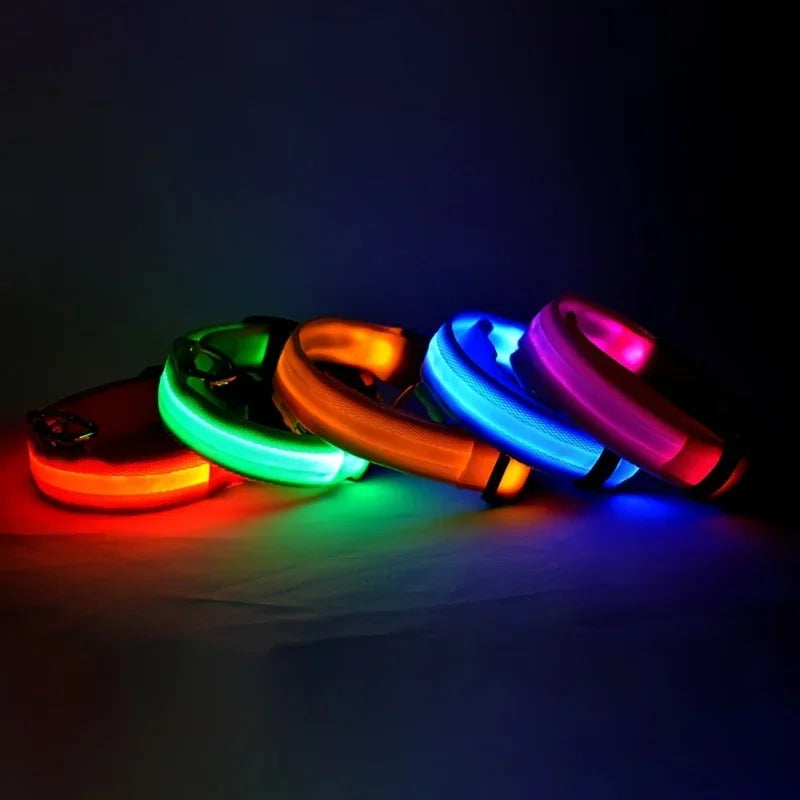 LED Glow-in-the-Dark Dog Collar – Night Safety Flashing Nylon Collar