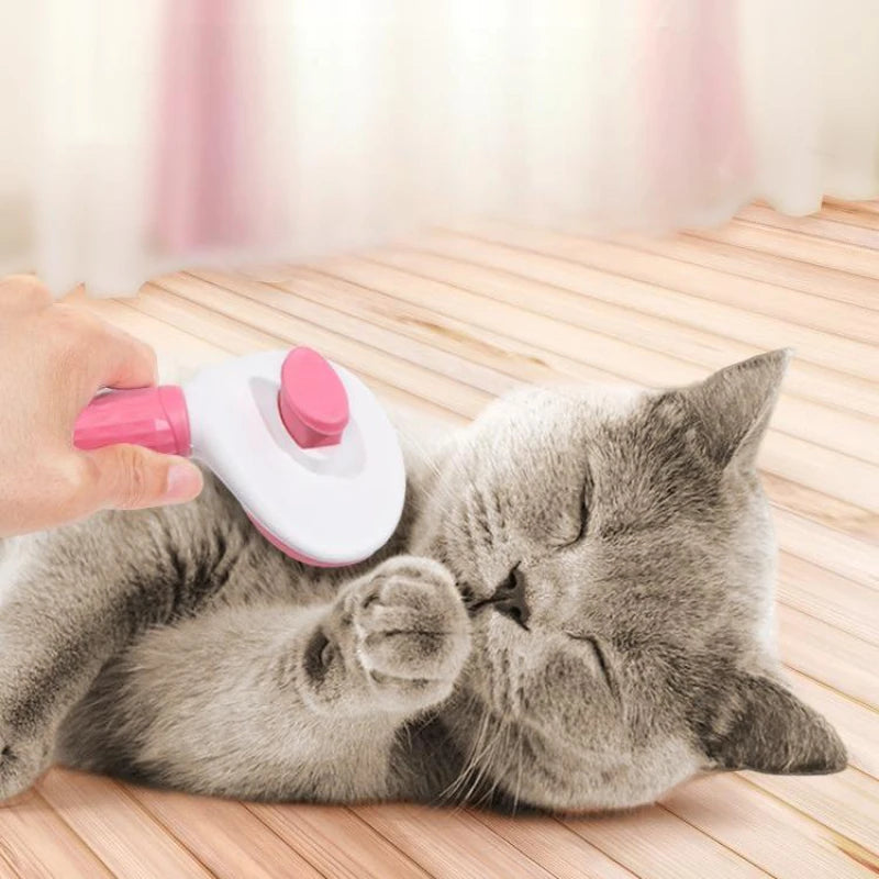 Self-Cleaning Pet Hair Removal Brush – Stainless Steel Grooming Comb for Dogs & Cats