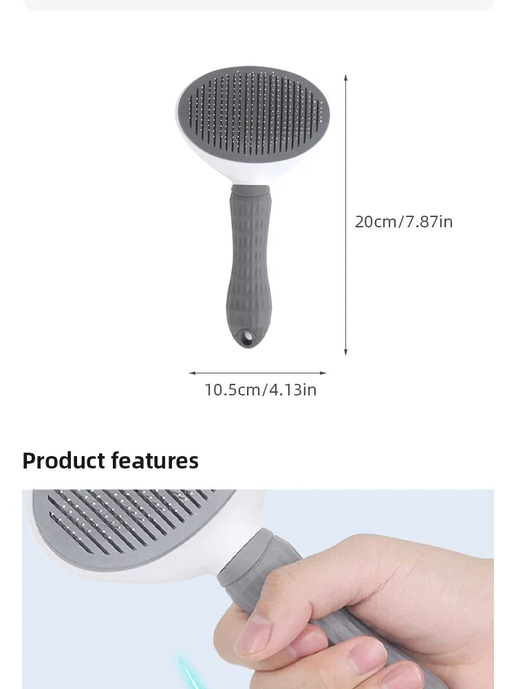 Self-Cleaning Pet Hair Removal Brush – Stainless Steel Grooming Comb for Dogs & Cats