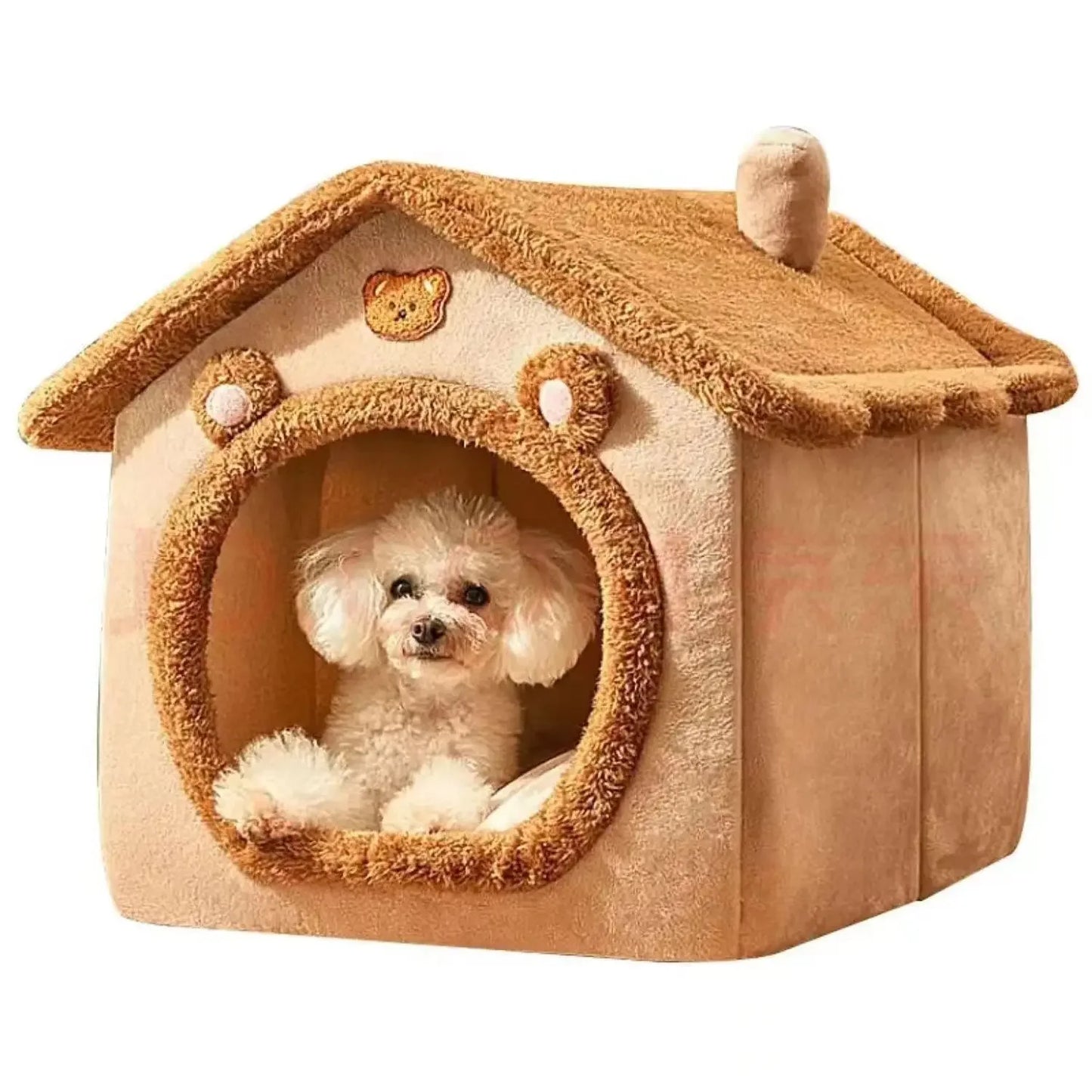 Indoor Soft Pet Tent Bed – Warm Dog & Cat House with Washable Cushion