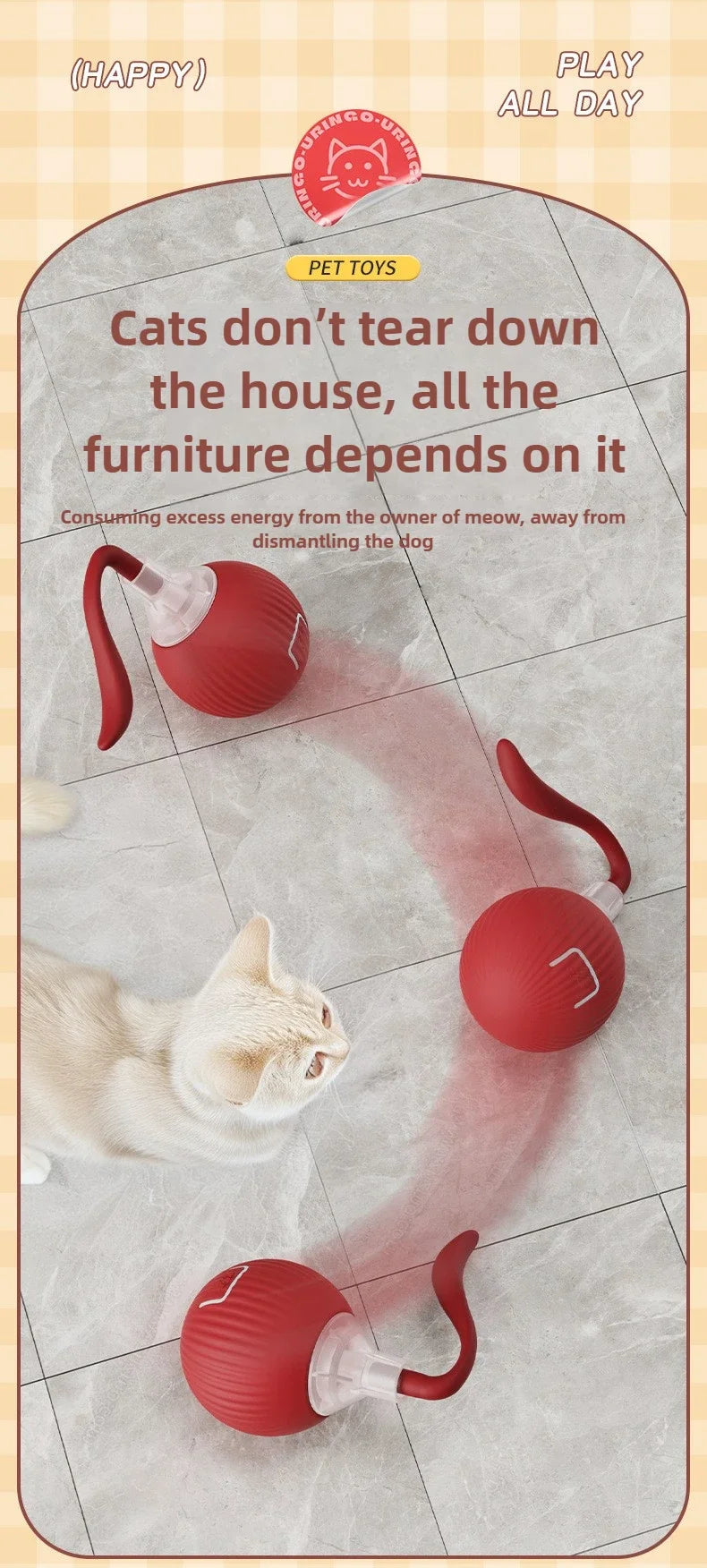 Interactive Cat Toy Ball – Automatic Smart Rolling Ball for Indoor Cats