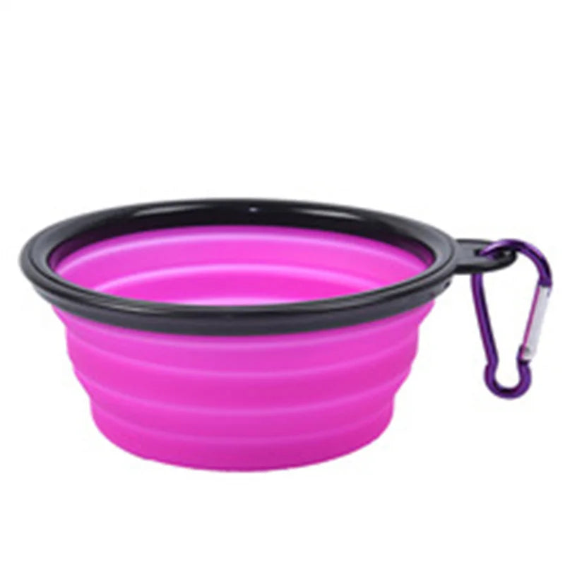 Collapsible Silicone Pet Bowl – Portable Food & Water Dish with Carabiner