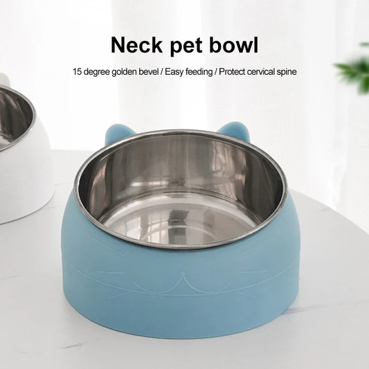 Inclined Stainless Steel Pet Bowl – Anti-Spill, Easy-Eat Feeder for Cats & Dogs