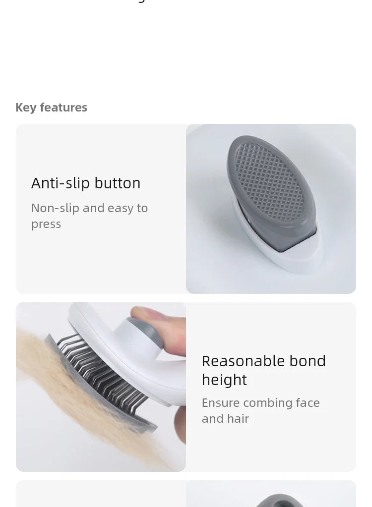 Self-Cleaning Pet Hair Removal Brush – Stainless Steel Grooming Comb for Dogs & Cats